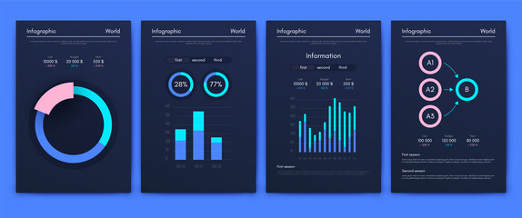 Fototapeta premium Vector graphics infographics with mobile phone. Template for creating mobile applications, workflow layout, diagram, banner, web design, business reports