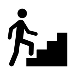 Walking up staircase or stairs sign flat vector icon for apps and print