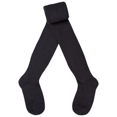 black baby unisex tights laid out on a white background, half rolled up