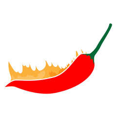 Red chili with fire icon on white background,vector illustration