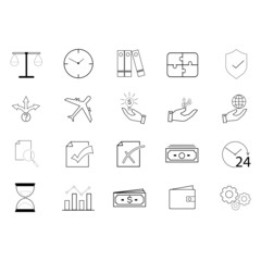 Business simple line icon set on white background, vector illustration