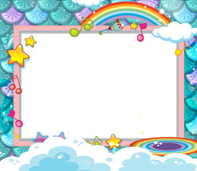 Blank banner on mermaid scales background