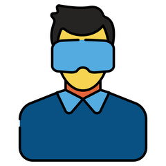 Eyewear accessory icon, flat design of vr headset