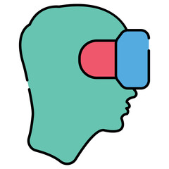 Eyewear accessory icon, flat design of vr glasses