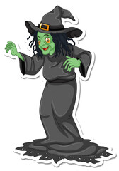 An old witch cartoon character sticker