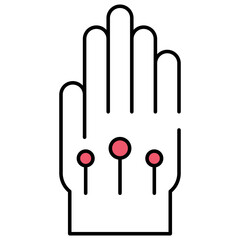 Modern technology hand covering icon, flat design of vr glove