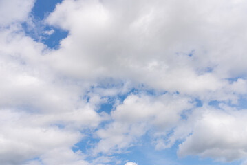Naklejka na ściany i meble blue sky with cloud closeup.Blue sky background with white clouds.Summer day.