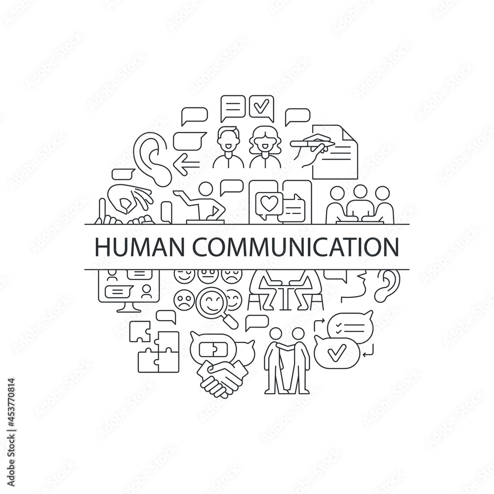 Fototapete communication abstract linear concept layout with headline. team discussion. human interaction minim