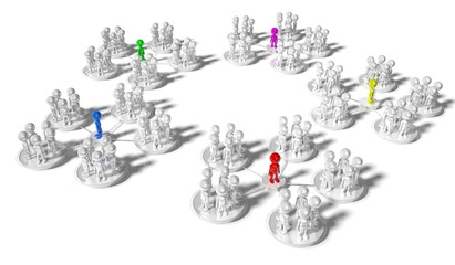 Group of cartoon characters - social networking concept - 3D illustration