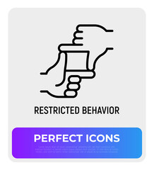 Restricted behavior thin line icon, gesture finger frame. Modern vector illustration autism symptom.