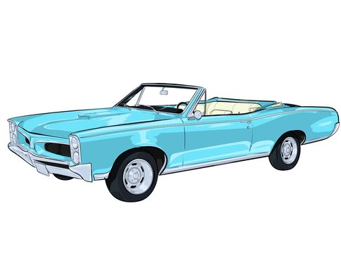 american muscle car cabrio blue wallpaper