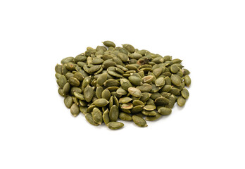Pumpkin seeds on isolated white background