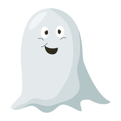 Cartoon Cute little smiling ghost Halloween decoration element