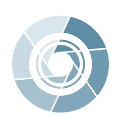 Infographics. Shutter type pie chart, chart chart, illustration, PDCA, business, process management of the camera divided into 7 parts.