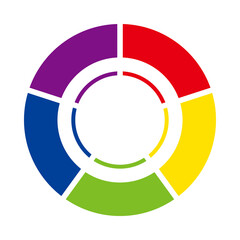 Infographics. Pie chart divided into 5 parts, charts, illustrations, PDCA, business, process management.