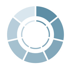Infographics. Pie chart divided into 7 parts, charts, illustrations, PDCA, business, process management.