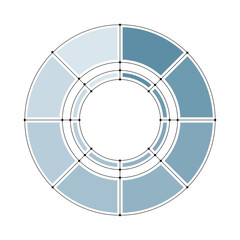 Infographics. Pie chart divided into 8 parts, charts, illustrations, PDCA, business, process management.