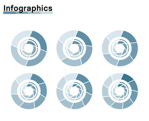 Infographics. Camera shutter type. Pie chart divided into 4-9, set of illustrations, PDCA, business, process management.