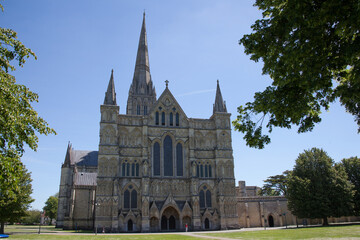 Fototapeta na wymiar Views of Salisbury Cathedral in Wiltshire in the UK