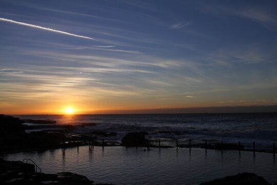 Mahon rock pool near Maroubra beach at sunrise. © Em Neems Photography