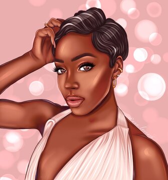 portrait of a fashion African American woman with short hair