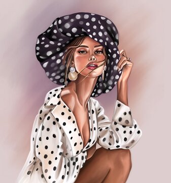 fashion portrait of a woman in black and white dress