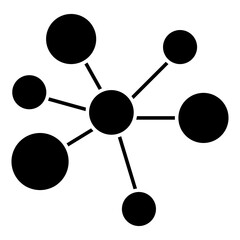 Connected nodes icon, solid design of topology