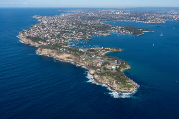 Fototapeta na wymiar Aerial view of Watsons Bay, eastern suburbs of Sydney, NSW. Close up