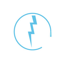 Electric car charging icon, graphic design template, lightning bolt. Parking with electric charge sign, vector illustration.