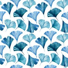 Watercolor seamless pattern of leaves. Hand painted tropical plants. Floral illustration for design, fabric background.