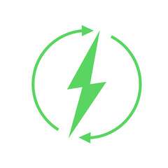 Renewable energy icon, graphic design template, lightning bolt, vector illustration