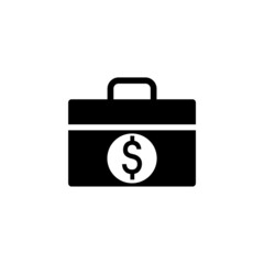 Briefcase and money icon isolated on white background