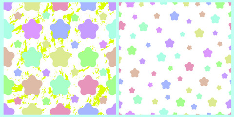 Set of vector geometric patterns. Abstract shapes in pastel colors on a white isolated background. 