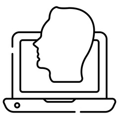 Avatar with laptop denoting concept of online man