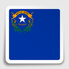 american state of Nevada flag icon on paper square sticker with shadow. Button for mobile application or web. Vector