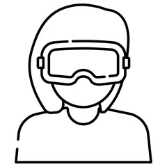 Eyewear accessory icon, linear design of vr headset