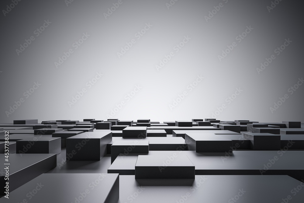 Aufkleber abstract gray geometric maze background with mock up place for your advertisement. 3d rendering.