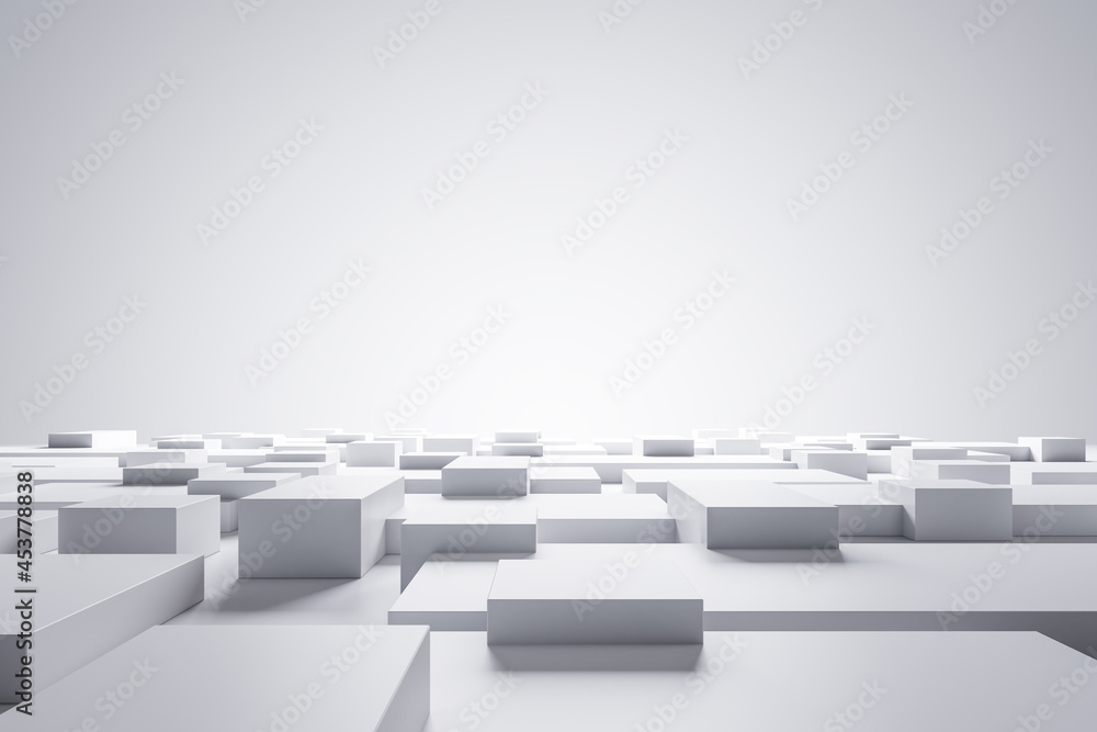 Aufkleber Abstract white geometric maze background with mock up place for your advertisement. 3D Rendering.