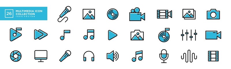 Vector graphic of multimedia icon collection