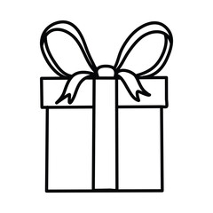 Gift box icon in doodle sketch lines.