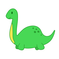 Funny cartoon dinosaur, cute illustration in flat style. Colorful print for clothes, books, textile, design and decor. Illustration for babies, kids and children. 