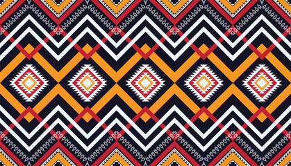 Fototapeta premium Geometric ethnic oriental ikat pattern traditional Design for background,fabric,wrapping,clothing,wallpaper,Batik,carpet,embroidery style.