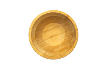 Wooden tray circle bowl isolated on white background mock up