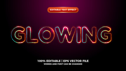 glowing colorful elictric wave editable text effect