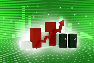Fototapeta premium 3d illustration gas butane gas cylinder with graph and red rising arrow