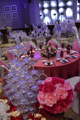 luxury wedding rom banquet sit down buffet party dining catering with flower decoration fusion halal menu at beautiful hotel restaurant vip ballroom