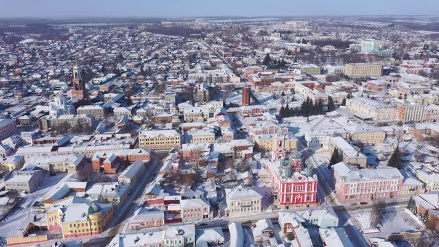 Yelets city. Transfiguration church. View from above. Russia