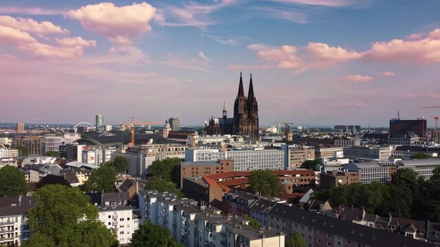 City of Cologne Germany from above with its famous cathedral - COLOGNE GERMANY - JUNE 25, 2021