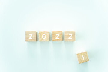 2021 - 2022 word on the wooden blocks on white background