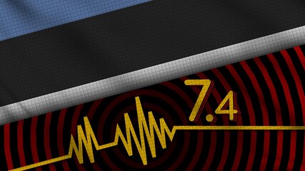 Estonia Wavy Fabric Flag, 7.4 Earthquake, Breaking News, Disaster Concept, 3D Illustration